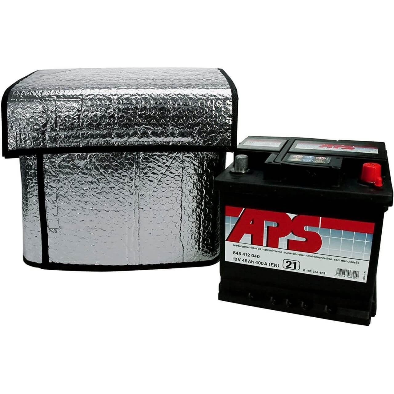 alt="husa termica baterie auto de culoare gri, din polyester si aluminiu"