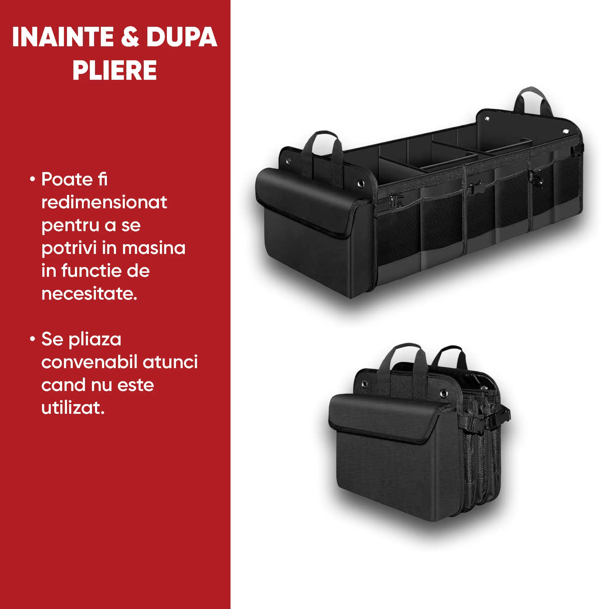 Organizator portbagaj auto XXL, 82x37x32 cm, cu geanta frigorifica