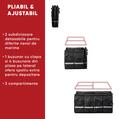 Organizator portbagaj auto Premium, 58x35x30 cm, cu manere din aluminiu, capac si fixare velcro, pliabil, impermeabil, negru