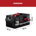 Organizator portbagaj auto Premium, 58x35x30 cm, cu manere din aluminiu, capac si fixare velcro, pliabil, impermeabil, negru