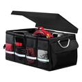 Organizator portbagaj auto Premium, 58x35x30 cm, cu manere din aluminiu, capac si fixare velcro, pliabil, impermeabil, negru