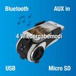 Suport bicicleta pentru telefon-multimedia, acumulator 4400mAh, incarcare USB, Bluetooth, USB, card SD/TF si AUX, Fischer