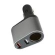 Incarcator auto cu incarcare rapida, 2 usb si o priza 12V, negru-argintiu