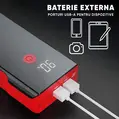 Starter auto portabil multifunctional, 2500 A, 12V, 18000 mAh, baterie externa, lanterna LED, Roll Fast