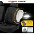 Set huse scaune auto fata Premium din catifea, Walser, universale, compatibile scaune cu airbag, cu fermoar, negru, 2 buc