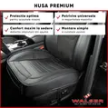Husa scaun auto, 51 x 53 cm, ofera protectie pentru sezut scaun fata, grosime spuma 8 mm, Fernando, Walser, anti-alunecare, piele PU, design elegant cu buzunare pentru depozitare, Negru, universala