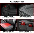 Husa scaun auto, 51 x 53 cm, ofera protectie pentru sezut scaun fata, grosime spuma 8 mm, Fernando, Walser, anti-alunecare, piele PU, design elegant cu buzunare pentru depozitare, Negru, universala