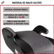 Scaun inaltator auto pentru copii Raffi, siguranta si confort, Walser, inaltime copii 125-150 cm, omologat standard ECE R 129, universal, ergonomic, gri/negru