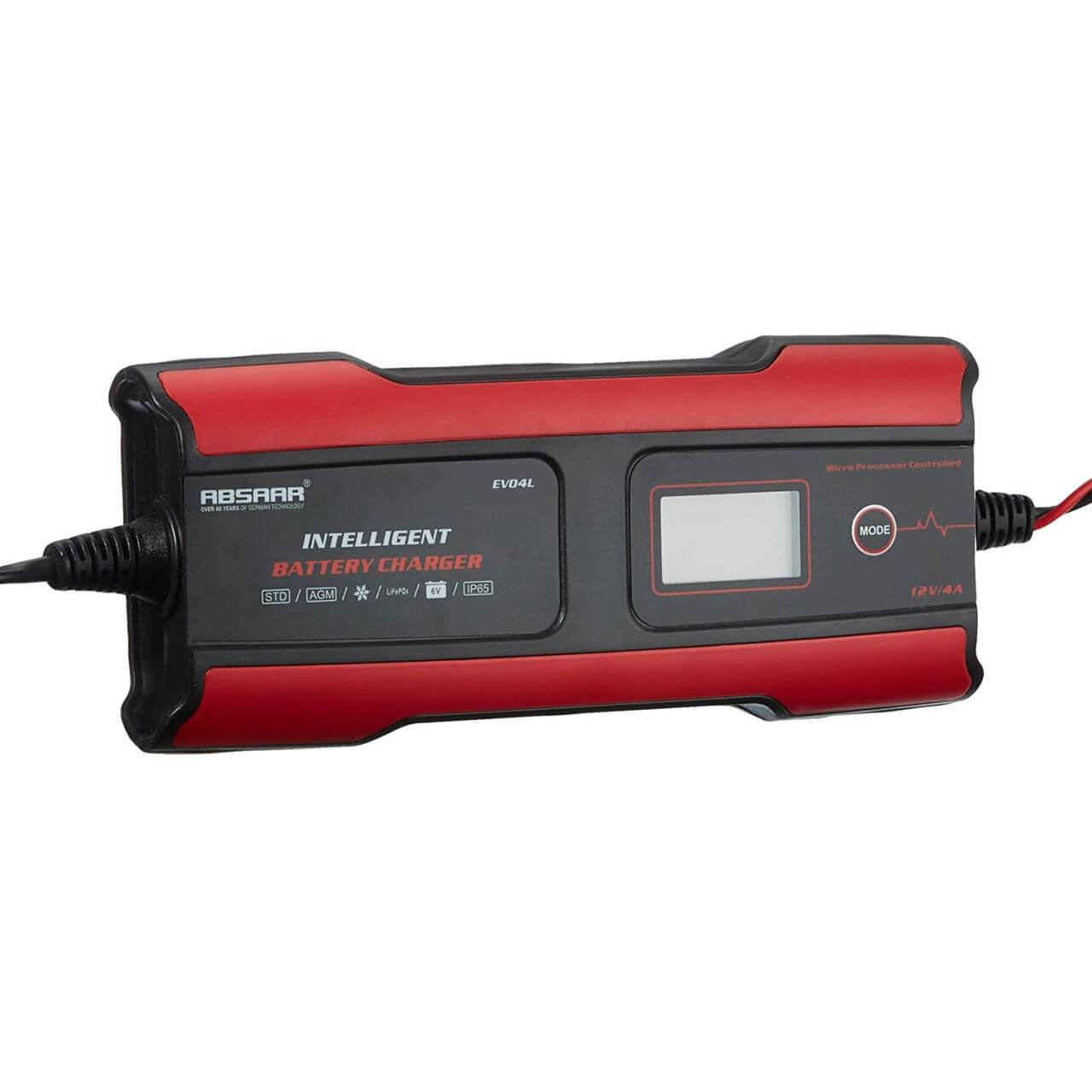 Absaar 158001 acculader Evo 4.0 6/12V, rood/zwart, 4A Absaar 158001 acculader Evo 4.0 6/12V, rood/zwart, 4A