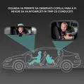 Oglinda Auto Supraveghere Bebelusi, Roll Fast, Fixare Tetiera, suport anti-alunecare 360 grade, 25 x 17 cm