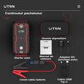 Starter auto Utrai Jstar One, portabil digital multifunctional cu lanterna, functie baterie externa, busola, 12V, 2000A, 16000mAh, 59.2Wh, port DC, port USB, port tip C - RESIGILAT (produs nou - cu ambalaj deteriorat)