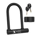 Antifurt bicicleta tip U cu cheie si suport prindere, otel si zinc, 18 x 13 x 2.6 cm, West Biking, negru - RESIGILAT (produs testat - fara ambalaj original)