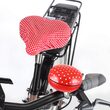 Set husa si sonerie bicicleta pentru femei, Fischer, hidrofug, rezistent la uzura, rosu cu buline albe