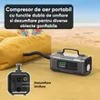 Starter auto multifunctional 2500A, compresor, robot pornire, jump starter booster, functie power bank, 15200mAh, lanterna, 12V, argintiu, geanta depozitare