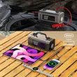 Starter auto multifunctional 2500A, compresor, robot pornire, jump starter booster, functie power bank, 15200mAh, lanterna, 12V, argintiu, geanta depozitare