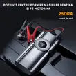 Starter baterie auto 12V, 2500A, compresor, robot pornire, jump starter booster, functie baterie externa, lanterna, 20000mAh, argintiu, geanta depozitare