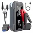 Jump starter baterie auto power si compresor aer, pornire rapida a masinii, 4000A, 12V, functie baterie externa, 24000mAh, lumina LED, argintiu cu negru, geanta depozitare