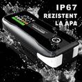 Jump starter auto profesional puternic 12V, portabil, multifunctional, 6000A, acumulator extern Fast Charge USB-C, 27000mAh, lanterna LED, argintiu cu negru, geanta depozitare - RESIGILAT (produs nou - cu ambalaj deteriorat)