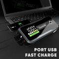 Jump starter auto profesional puternic 12V, portabil, multifunctional, 6000A, acumulator extern Fast Charge USB-C, 27000mAh, lanterna LED, argintiu cu negru, geanta depozitare - RESIGILAT (produs nou - cu ambalaj deteriorat)