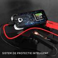 Jump starter auto profesional puternic 12V, portabil, multifunctional, 6000A, acumulator extern Fast Charge USB-C, 27000mAh, lanterna LED, argintiu cu negru, geanta depozitare - RESIGILAT (produs nou - cu ambalaj deteriorat)