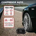 Jump starter auto cu compresor, 6000 A, 12 V, 27000 mAh, 150 PSI, baterie externa, lanterna LED