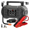 Jump starter auto cu compresor, 6000 A, 12 V, 27000 mAh, 150 PSI, baterie externa, lanterna LED
