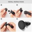 Suport auto magnetic pentru telefon, prindere grila de ventilatie, universal, negru, 7 x 4 x 4 cm