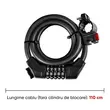Antifurt bicicleta cu cifru din 5 cifre si suport prindere, lungime cablu 110 cm, aliaj otel, PVC, ABS, anti-taiere, anti-gaurire,  potrivire universala inclusiv bicicleta electrica, motocicleta, trotineta, scuter, MTB, usi
