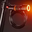 Antifurt bicicleta cu suport prindere si functie lumina stop, baterie reincarcabila, West Biking, grosime 1.2 cm, cablu otel, ABS, PVC, inchidere cu cifru iluminat LED , lungime 120 cm, rezistent