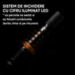 Antifurt bicicleta cu suport prindere si functie lumina stop, baterie reincarcabila, West Biking, grosime 1.2 cm, cablu otel, ABS, PVC, inchidere cu cifru iluminat LED , lungime 120 cm, rezistent