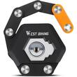Antifurt mini cu cheie si suport prindere pentru biciclete de oras si electrice, motociclete, trotinete, scutere, sistem antifurt, anti-taiere si anti-gaurire, lungime 78 cm, pliabil, otel+zinc, West Biking, negru