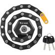 Antifurt mini cu cheie si suport prindere pentru biciclete de oras si electrice, motociclete, trotinete, scutere, sistem antifurt, anti-taiere si anti-gaurire, lungime 78 cm, pliabil, otel+zinc, West Biking, negru