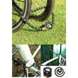 Antifurt mini cu cheie si suport prindere pentru biciclete de oras si electrice, motociclete, trotinete, scutere, sistem antifurt, anti-taiere si anti-gaurire, lungime 78 cm, pliabil, otel+zinc, West Biking, negru