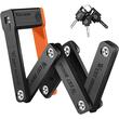 Antifurt pliabil cu cheie pentru bicicleta de oras si electrica, MTB, trotineta, scuter, suport prindere, sac de depozitare, lungime 63 cm, ABS + zinc +PP, rezistent la apa, West Biking, negru cu portocaliu