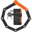 Antifurt pliabil cu cheie pentru bicicleta de oras si electrica, MTB, trotineta, scuter, suport prindere, sac de depozitare, lungime 63 cm, ABS + zinc +PP, rezistent la apa, West Biking, negru cu portocaliu