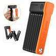Antifurt pliabil cu cheie pentru bicicleta de oras si electrica, MTB, trotineta, scuter, suport prindere, sac de depozitare, lungime 63 cm, ABS + zinc +PP, rezistent la apa, West Biking, negru cu portocaliu