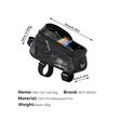 Borseta bicicleta cu husa impermeabila pentru telefon, montare pe ghidon si cadru, compatibila cu telefoane pana la 18 cm lungime, spatiu depozitare 1.5 L, port cablu pentru casti, logo reflectorizant, West Biking, negru