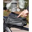 Borseta bicicleta cu husa impermeabila pentru telefon, montare pe ghidon si cadru, compatibila cu telefoane pana la 18 cm lungime, spatiu depozitare 1.5 L, port cablu pentru casti, logo reflectorizant, West Biking, negru