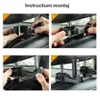 Carlig tetiera scaun auto, multifunctional suport telefon, reglabil, rotire 360 de grade, greutate suportata max 10 kg, plastic + ABS, 12 x 9 x 5.5 cm, Roll Fast, negru, set 2 bucati