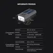Far bicicleta fata, lampa frontala, lumina fata bicicleta, 200 lumeni, unghi larg vizibilitate 155 grade, lanterna LED, incarcare solara si USB, baterie 650 mAh, multifunctional, potrivire universala inclusiv MTB, rezistent la apa, afisaj digital