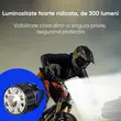 Far bicicleta fata, lanterna LED, senzor miscare, 300 lumeni, baterie 1000 mAh cu autonomie max 15 ore si incarcare USB, potrivire universala inclusiv trotineta, scuter, bicicleta electrica, e-bike, rezistent la apa, lumina bicicleta fata