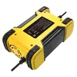 Redresor auto inteligent cu functie de reparare prin impulsuri, Foxsur, 12V 12A 24V 6A, 7 trepte incarcare, 9 moduri operare, tehnologie Switchmode, ecran LCD, auto, moto, camion, caravana, galben cu negru