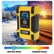 Redresor auto inteligent cu functie de reparare prin impulsuri, Foxsur, 12V 12A 24V 6A, 7 trepte incarcare, 9 moduri operare, tehnologie Switchmode, ecran LCD, auto, moto, camion, caravana, galben cu negru