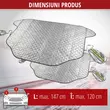 Husa protectie parbriz, vara/iarna, 147x120 cm, bariera termica impotriva razelor solare/inghetului, buzunare oglinzi cu benzi reflectorizante, Walser