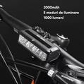 Far bicicleta Profesional Ultra-Luminos 1000 lumeni, 5 moduri de iluminare, unghi larg vizibilitate, baterie 2000 mAh, reincarcare USB, lumina fata bicicleta, lampa frontala, laterna LED, compact, portabil, potrivire universala - resigilat3