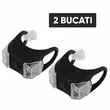 Lumini bicicleta silicon cu baterie, utilizare universala fata sau spate, lumina de avertizare LED de culoare rosie, potrivire universala inclusiv trotineta, scuter, bicicleta electrica, e-bike, rezistent la apa, negru, set 2 buc