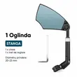 Oglinda bicicleta, scuter, motocicleta cu inaltime reglabila, HD, West Biking, diametru prindere 20-23 mm, rotire 360 grade, antireflex