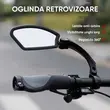 Oglinda retrovizoare bicicleta, scuter, motocicleta, MTB, BMX, HD, reglabila 360 grade, ajustabila, vizibilitate unghi larg, stanga