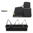 Organizator portbagaj auto, 90x12x25 cm, prindere pe tetiere, 3 buzunare cu inchidere velcro, buzunar sticla apa, Roll Fast, negru
