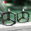 Pedale bicicleta MTB si de oras, cu crampoane, model lat, ergonomice, antiderapante, ultrausoare, impermeabile, rezistente la praf, rulment DU, 11.2 x 8.7 x 1.5 cm, otel si nylon, West Biking, negru, set 2 pedale